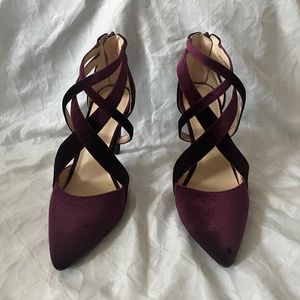 Nine West Zambiao Purple Velvet Strap Heels